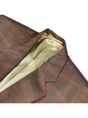 Scabal Men's Bespoke 100% Cashmere 2-Button Blazer Brown/Pink Plaid • 40R US